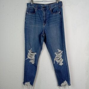 American Eagle Ripped Mom Jean Denim Sz 12  R No Stretch